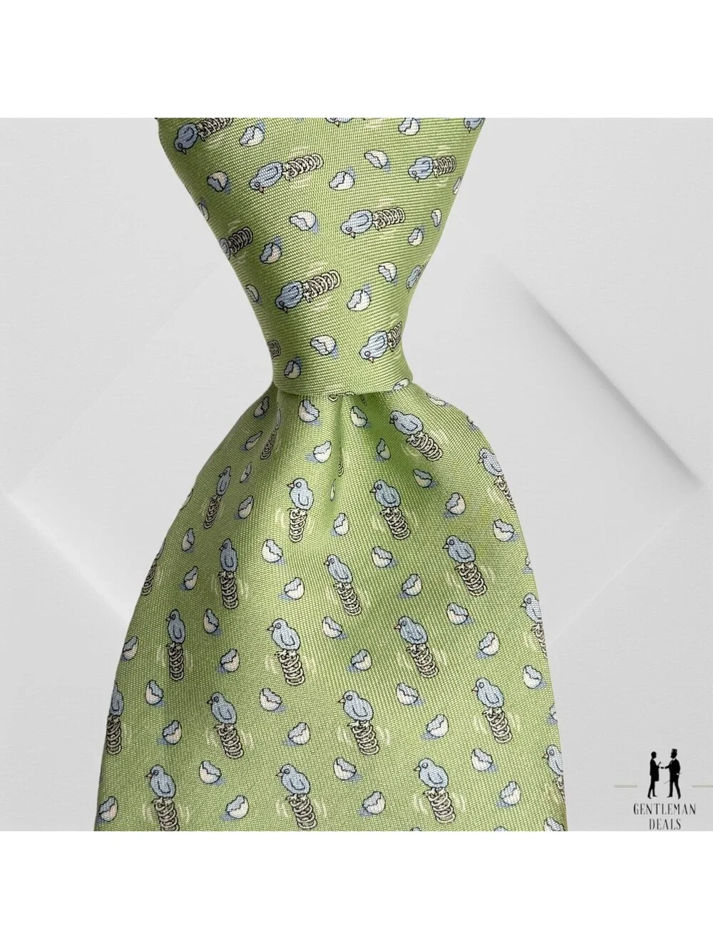 Vineyard Vines Martha’s Vineyard Mens Bird Green Satin Silk Soft  59x3.3/4